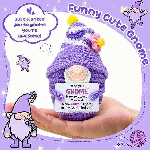 Galentines Gnomes هدية للنساء والرجال مضحك اليدوية الكروشيه التماثيل الإيجابية العاطفية ملهمة الدعم الهدايا لصديق Bestie زملاء العمل عيد ميلاد عيد الحب جنوم الحلي in Kuwait