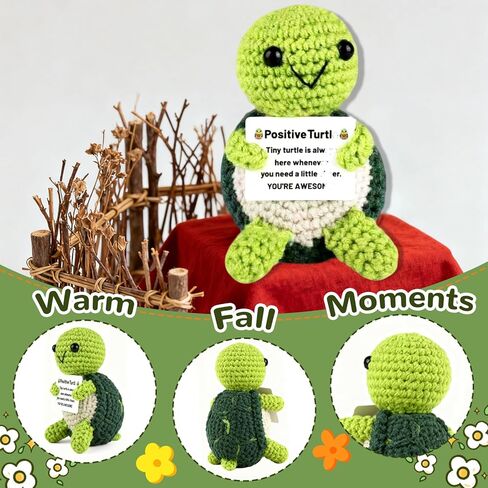 Positive Crochet Turtle Gift Set – Positive Affirmation Plushies for Mom, Her, Him – Unique Spring Gift for Easter & Mother's Day – Cute Inspirational Office Desk Decor in Saudi Arabia
