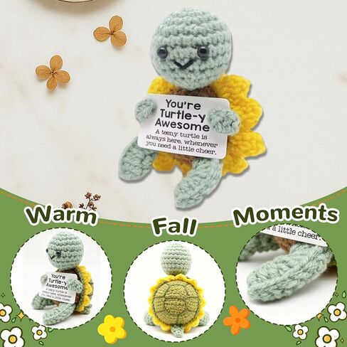 Positive Crochet Turtle Gift Set – Positive Affirmation Plushies for Mom, Her, Him – Unique Spring Gift for Easter & Mother's Day – Cute Inspirational Office Desk Decor in Saudi Arabia