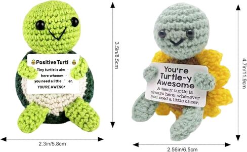 Positive Crochet Turtle Gift Set – Positive Affirmation Plushies for Mom, Her, Him – Unique Spring Gift for Easter & Mother's Day – Cute Inspirational Office Desk Decor in Saudi Arabia