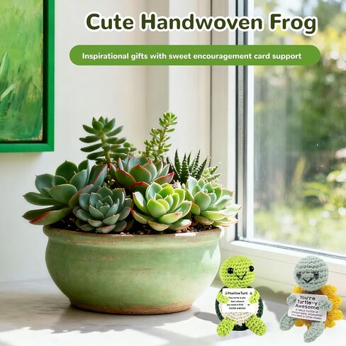 Positive Crochet Turtle Gift Set – Positive Affirmation Plushies for Mom, Her, Him – Unique Spring Gift for Easter & Mother's Day – Cute Inspirational Office Desk Decor in Saudi Arabia