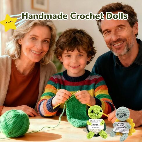Positive Crochet Turtle Gift Set – Positive Affirmation Plushies for Mom, Her, Him – Unique Spring Gift for Easter & Mother's Day – Cute Inspirational Office Desk Decor in Saudi Arabia