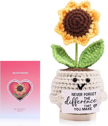 Positive Handmade Sunflower Crochet Doll - Emotional Support Gifts for Teacher, Best Friend - Farewell Gift for Coworker,Boss,Nurse- Birthday, Christmas, Thank You Presents for Women, Men,Mom,Dad in Saudi Arabia