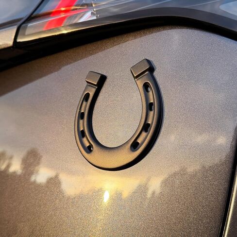The Horseshoe Car Badge Emblem in Matte Black – ABS Resin Composite, Chrome Finish 3D Decal for Vehicle Exterior in Saudi Arabia