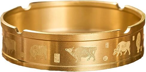 Portable Ashtray Round Brass Tabletop Holder Office Household Metal Indoor Large Ashtrays Simple Living Room Ashtray For Outdoor in Saudi Arabia