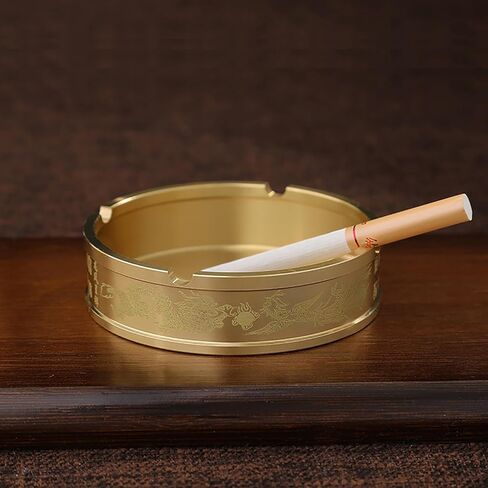 Portable Ashtray Round Brass Tabletop Holder Office Household Metal Indoor Large Ashtrays Simple Living Room Ashtray For Outdoor in Saudi Arabia
