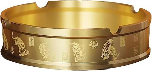 Portable Ashtray Round Brass Tabletop Holder Office Household Metal Indoor Large Ashtrays Simple Living Room Ashtray For Outdoor in Saudi Arabia