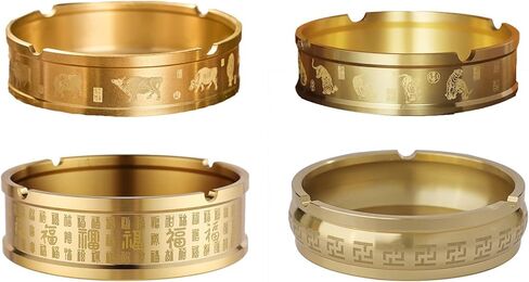 Portable Ashtray Round Brass Tabletop Holder Office Household Metal Indoor Large Ashtrays Simple Living Room Ashtray For Outdoor in Saudi Arabia