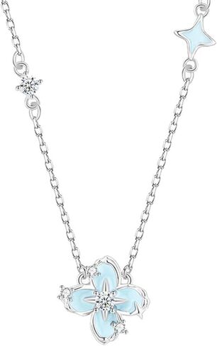  Blue Luminous Flower Pendant Jewelry Set, Adjustable Glowing Flower Necklace and Bracelet, Elegant Jewelry Gift for Women ﻿ in Saudi Arabia