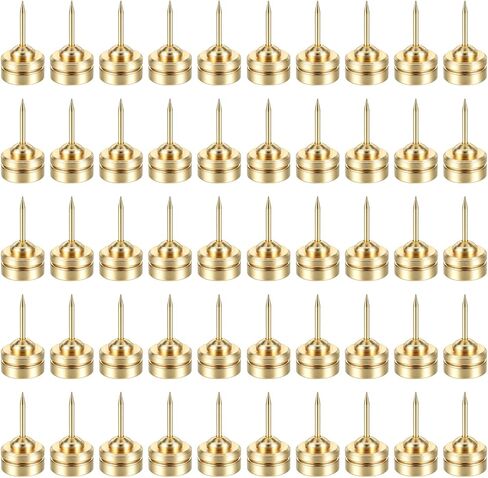 50 Set Magnetic Push Pins, Flat Push Pin, Magnetic Thumb Tacks for Wall Bulletin Board Poster and Photo Hangers (Gold) in Saudi Arabia