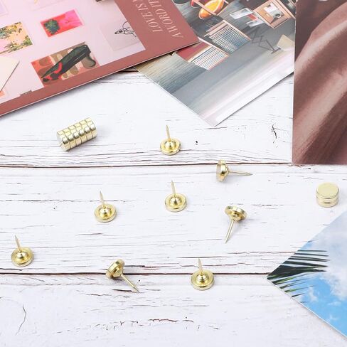 50 Set Magnetic Push Pins, Flat Push Pin, Magnetic Thumb Tacks for Wall Bulletin Board Poster and Photo Hangers (Gold) in Saudi Arabia