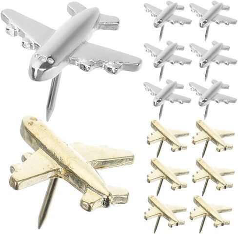 24 قطعة دبابيس ضغط الطائرات المعدنية 0.78 بوصة طائرة الإبهام لخريطة السفر لوحة الفلين اللوازم المدرسية المكتبية in Kuwait