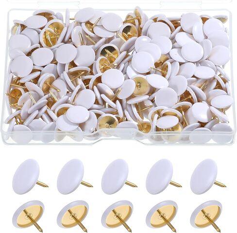 300pcs White Decorative Flat Push Pin Plastic Round Head Thumb Tacks Drawing Pins with Storage Box Thumbtack for Wall Map Cork Board Office School (White, 3/8 Inch) in Saudi Arabia
