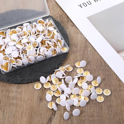 300pcs White Decorative Flat Push Pin Plastic Round Head Thumb Tacks Drawing Pins with Storage Box Thumbtack for Wall Map Cork Board Office School (White, 3/8 Inch) in Saudi Arabia