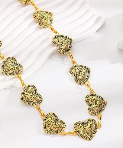 Vintage Heart Waist Chain Belt,Summer Beach Waist Body Chain,Adjustable Metal Link Belly Belt for Women Country Outfit in Saudi Arabia