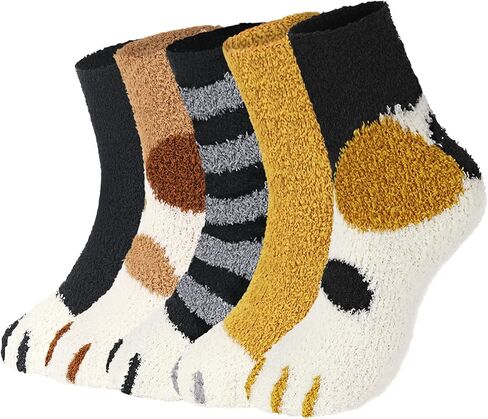 Trifabricy 3 Pair Fuzzy Socks for Women - Women's Warm Soft Funny Fluffy Slipper Socks, Cozy Cute Animal design for women in Saudi Arabia
