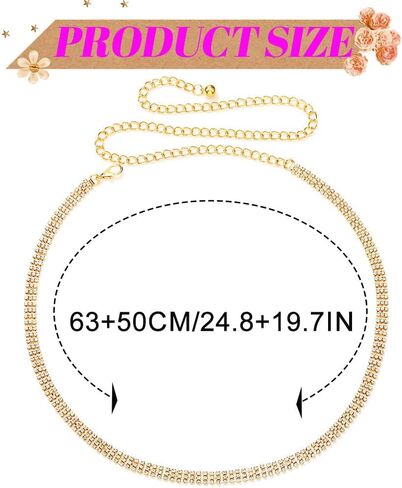 REETAN Gold Rhinestone Waist Chains Sparkly Fashion Belly Body Jewelry for Women in Saudi Arabia