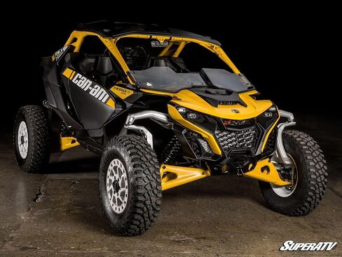 SuperATV Assault Industries Half Windshield Compatible with Maverick R, XR Optic Hard Coating, 1/4" Polycarbonate 250x Stronger Than Glass, Superior Protection and Sleek Style, USA Made in Saudi Arabia