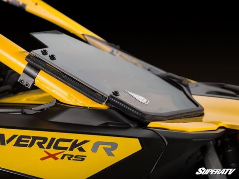 SuperATV Assault Industries Half Windshield Compatible with Maverick R, XR Optic Hard Coating, 1/4" Polycarbonate 250x Stronger Than Glass, Superior Protection and Sleek Style, USA Made in Saudi Arabia