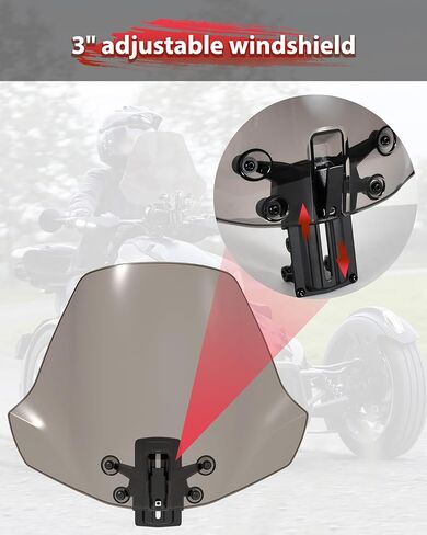 Dark Tinted XXL Adjustable Windshield for Can-Am Ryker, Front Wider Adventure Wind Deflector Dustproof Hard Coated Windscreen for Can Am Ryker All Models Accessories (Replace #219401032) in Saudi Arabia