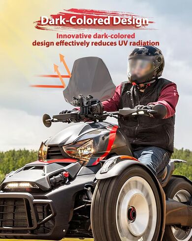 Dark Tinted XXL Adjustable Windshield for Can-Am Ryker, Front Wider Adventure Wind Deflector Dustproof Hard Coated Windscreen for Can Am Ryker All Models Accessories (Replace #219401032) in Saudi Arabia