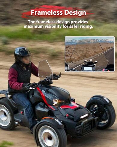 Dark Tinted XXL Adjustable Windshield for Can-Am Ryker, Front Wider Adventure Wind Deflector Dustproof Hard Coated Windscreen for Can Am Ryker All Models Accessories (Replace #219401032) in Saudi Arabia
