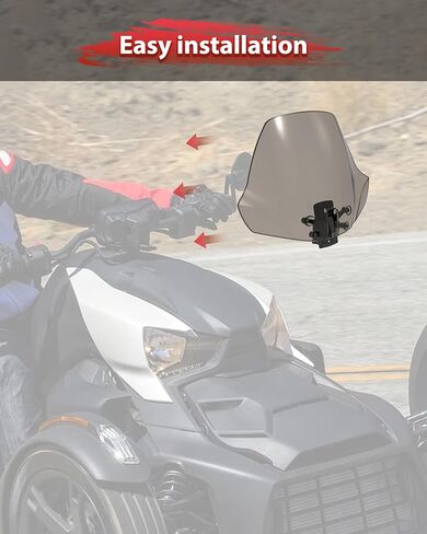 Dark Tinted XXL Adjustable Windshield for Can-Am Ryker, Front Wider Adventure Wind Deflector Dustproof Hard Coated Windscreen for Can Am Ryker All Models Accessories (Replace #219401032) in Saudi Arabia