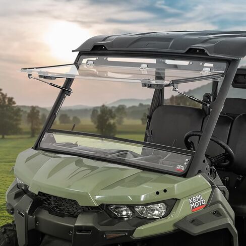 KEMIMOTO 3-in-1 Flip Windshield Compatible with Can-Am Defender & Defender Max HD5/HD8/HD10, Scratch Resistant Hard Coated 1/4" Thick Polycarbonate Front Full Windshield (Clear) in Saudi Arabia