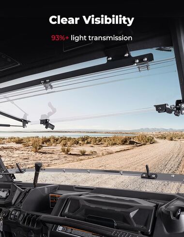 KEMIMOTO 3-in-1 Flip Windshield Compatible with Can-Am Defender & Defender Max HD5/HD8/HD10, Scratch Resistant Hard Coated 1/4" Thick Polycarbonate Front Full Windshield (Clear) in Saudi Arabia