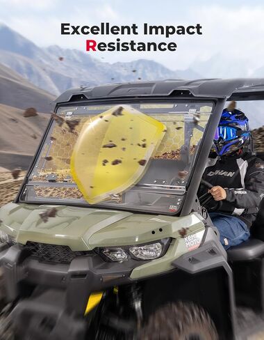 KEMIMOTO 3-in-1 Flip Windshield Compatible with Can-Am Defender & Defender Max HD5/HD8/HD10, Scratch Resistant Hard Coated 1/4" Thick Polycarbonate Front Full Windshield (Clear) in Saudi Arabia