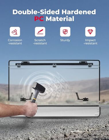 KEMIMOTO 3-in-1 Flip Windshield Compatible with Can-Am Defender & Defender Max HD5/HD8/HD10, Scratch Resistant Hard Coated 1/4" Thick Polycarbonate Front Full Windshield (Clear) in Saudi Arabia