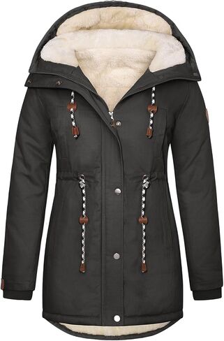 HEEKPEK Women's Plus Size Winter Coat Thicken Parka Fleece Lined Jacket Warm Long Puffer Outerwear Hooded Down Coat in Saudi Arabia