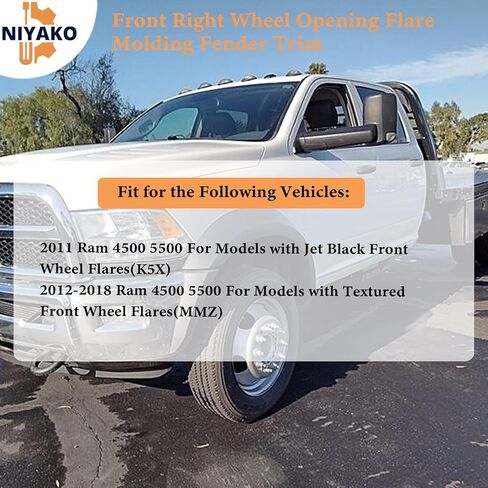 1JX30RXFAB 1JX30RXFAA Front Right Wheel Opening Flare Molding Fender Trim Fit 2011-2018 Ram 4500 5500 Passenger Side in Saudi Arabia