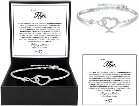 Spanish Card,To My Daughter Bracelet With Gift Box From Mom, Heartfelt Message Gold Jewelry Gift For Women From Mother Father On Graduation Birthday Wedding Christmas & More in Saudi Arabia
