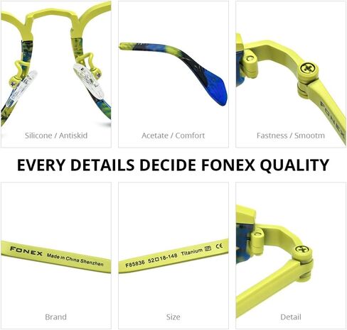 إطار نظارة من التيتانيوم من خلات FONEX للرجال، نظارات مربعة جديدة in Kuwait