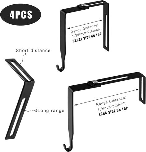AIEX 4pcs Adjustable Cubicle Hangers, Metal Cubicle Hooks for Hanging over The Door Mirror Hooks Universal Partition Hanger Set, Fit Panels with 1 3/8" to 3 1/2" Thickness (Black) in Kuwait