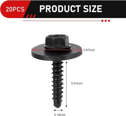WZP 20 PCS Fender Liner Screws, Auto Body Fender Screws Bolt Fasteners, Car Accessories Bumper Screws, Replace # 11570498, Compatible with GM, Chevy, Camaro, Colorado, Cadillac, Buick, Cruze, BMW in Saudi Arabia