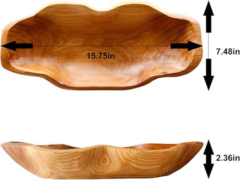 ZOY&TORA Large Handmade Decorative Wooden Dough Bowl, Natural Wood Grain Finish,Kitchen Coffee Dining Table Centerpiece Decor Tray,Farmhouse Style,driftwood bowls in Saudi Arabia