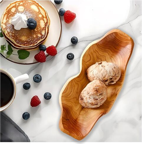 ZOY&TORA Large Handmade Decorative Wooden Dough Bowl, Natural Wood Grain Finish,Kitchen Coffee Dining Table Centerpiece Decor Tray,Farmhouse Style,driftwood bowls in Saudi Arabia