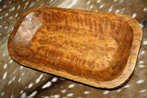 وعاء عجين خشبي منحوت من OutletBestSelling صينية خنادق خشبية بدائية ديكور منزلي ريفي 22 بوصة in Kuwait