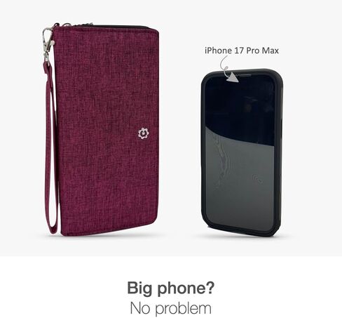 Caroline Zip Around Continental Clutch Wallet with RFID Blocking,13 Slots, Phone Pocket, Pen holder, Cash slot, check pocket, ID windows, Back Pocket, Key slots, & Premium Gift Box, (Canvas, Burgundy) in Saudi Arabia