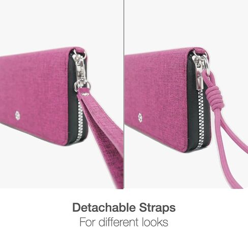 Caroline Zip Around Continental Clutch Wallet with RFID Blocking,13 Slots, Phone Pocket, Pen holder, Cash slot, check pocket, ID windows, Back Pocket, Key slots, & Premium Gift Box, (Canvas, Burgundy) in Saudi Arabia
