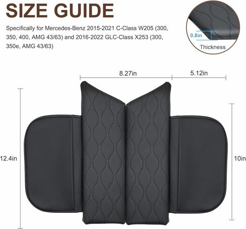 Center Console Cover for Mercedes-Benz C-Class 2015-2021 & GLC 2016-2022 (300 350 400 AMG 43/63), Leather Armrest Pad with Storage Pockets in Kuwait