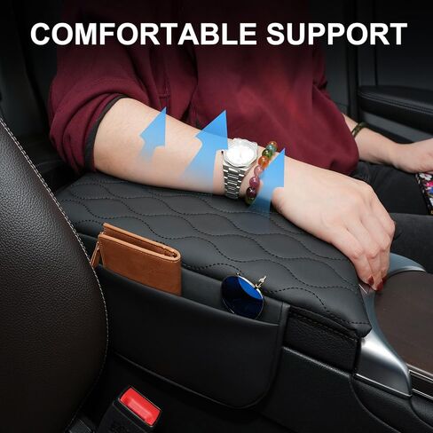 Center Console Cover for Mercedes-Benz C-Class 2015-2021 & GLC 2016-2022 (300 350 400 AMG 43/63), Leather Armrest Pad with Storage Pockets in Kuwait