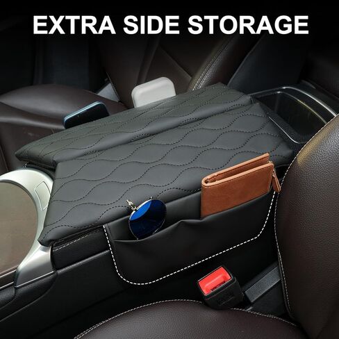 Center Console Cover for Mercedes-Benz C-Class 2015-2021 & GLC 2016-2022 (300 350 400 AMG 43/63), Leather Armrest Pad with Storage Pockets in Kuwait