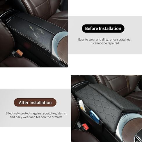 Center Console Cover for Mercedes-Benz C-Class 2015-2021 & GLC 2016-2022 (300 350 400 AMG 43/63), Leather Armrest Pad with Storage Pockets in Kuwait