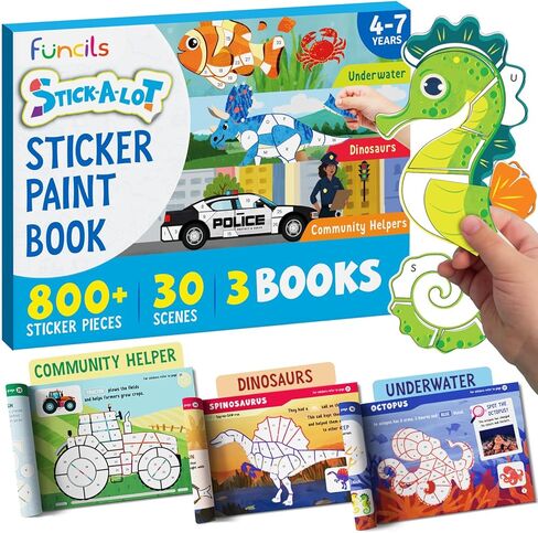 Dot Art Activity - Unicorn & Princess Sticker Art Kit, Arts and Crafts for Kids, Toddler Craft Supplies, Gifts for Boys & Girls Ages 3, 4, 5, 6, 7 Year Old - Kids Travel Activities & Toys in Kuwait