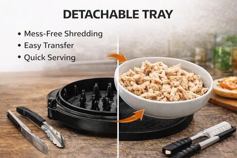 Chicken Shredder Tool – Manual Meat Shredder with Handle, Twist Chicken Breast Shredder Set, BPA-Free & Dishwasher Safe, Includes Tray, Tongs and Cleaning Brush in Saudi Arabia