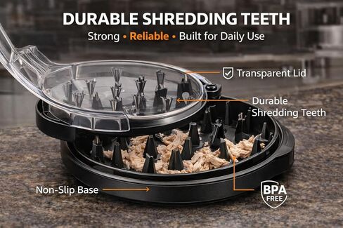 Chicken Shredder Tool – Manual Meat Shredder with Handle, Twist Chicken Breast Shredder Set, BPA-Free & Dishwasher Safe, Includes Tray, Tongs and Cleaning Brush in Saudi Arabia