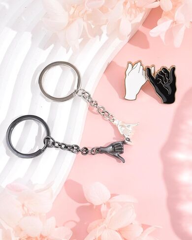 SUNSH سلة عيد الفصح الحشو زوجين الهدايا المفاتيح علاقة لمسافات طويلة هدية للزوجين أحبك هدايا لصديقها صديقة النساء الرجال، عيد ميلاد الخنصر وعد مطابقة سلسلة المفاتيح للأزواج in Kuwait